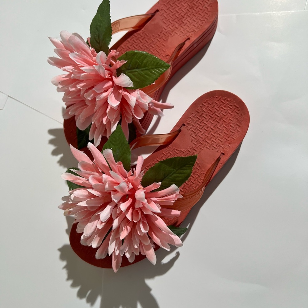 Tropical French Sandals with Silk Flowers
